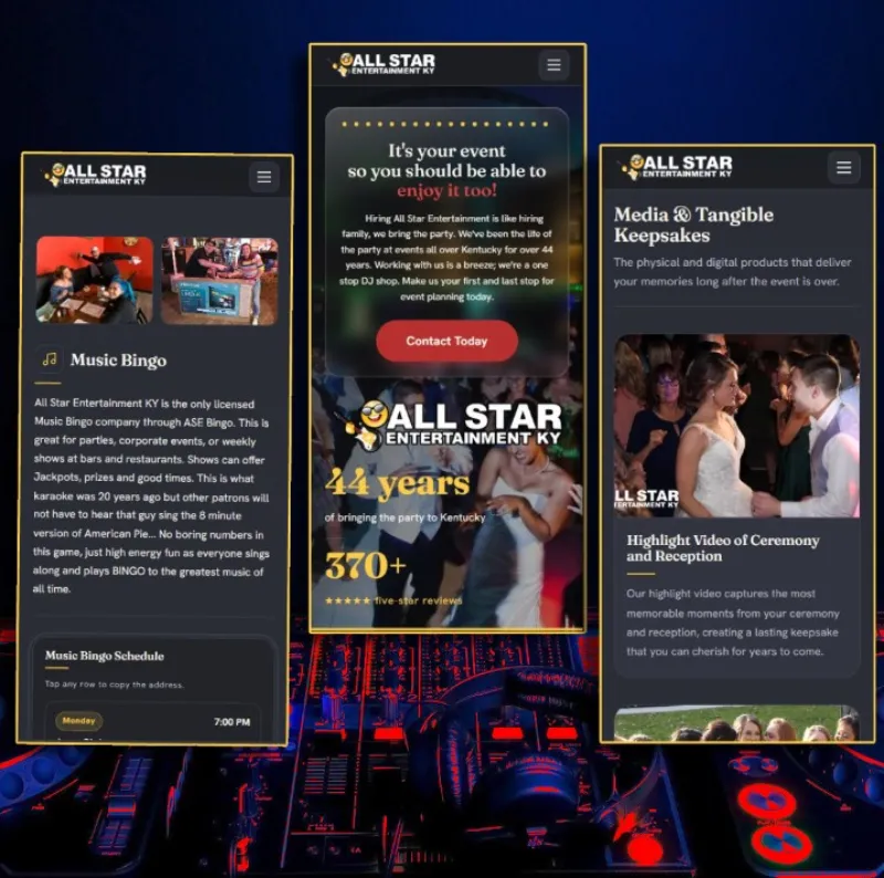 All Star Entertainment Kentucky website design